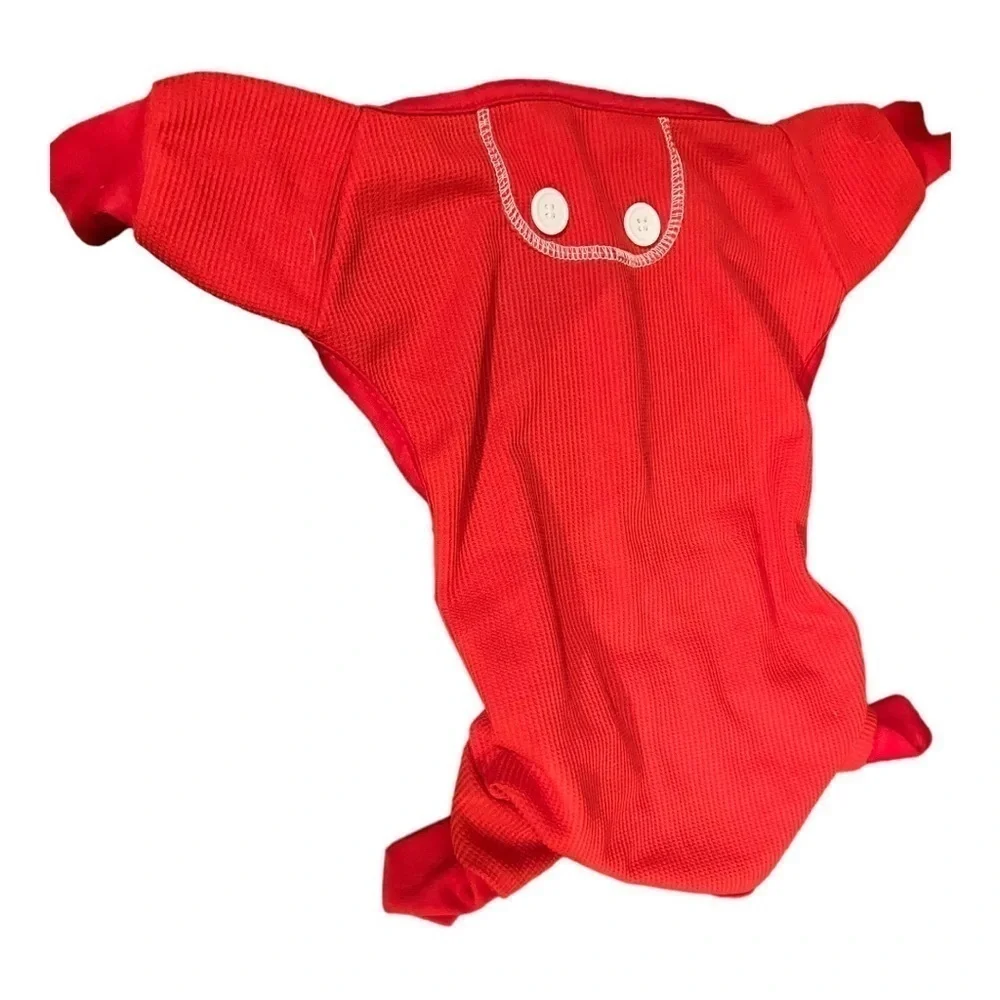 Doggie Red & White Polyester Outfit Size Medium Dog Cuffs